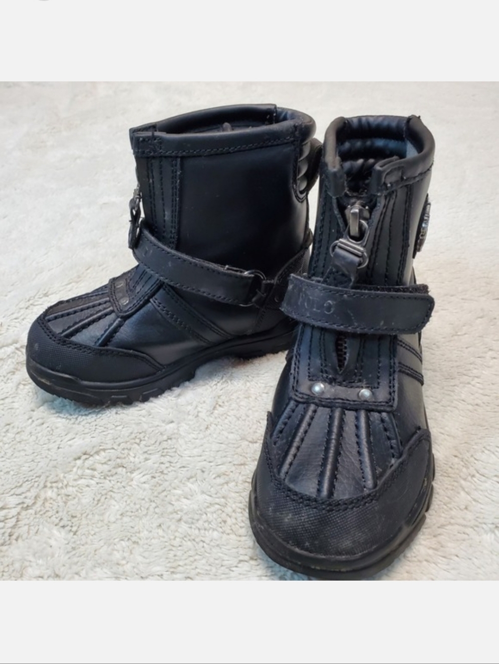 Polo Ralph Lauren Black Moto Conquered Casual Everyday Combat Boot Girl Boy 10